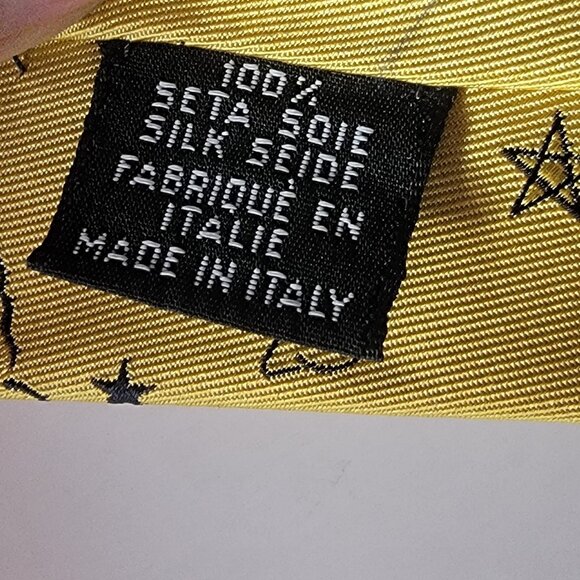 CHANEL Men's Vintage Tie 100% Silk Made in Italy yellow stars & planets CHANELs - Picture 5 of 5